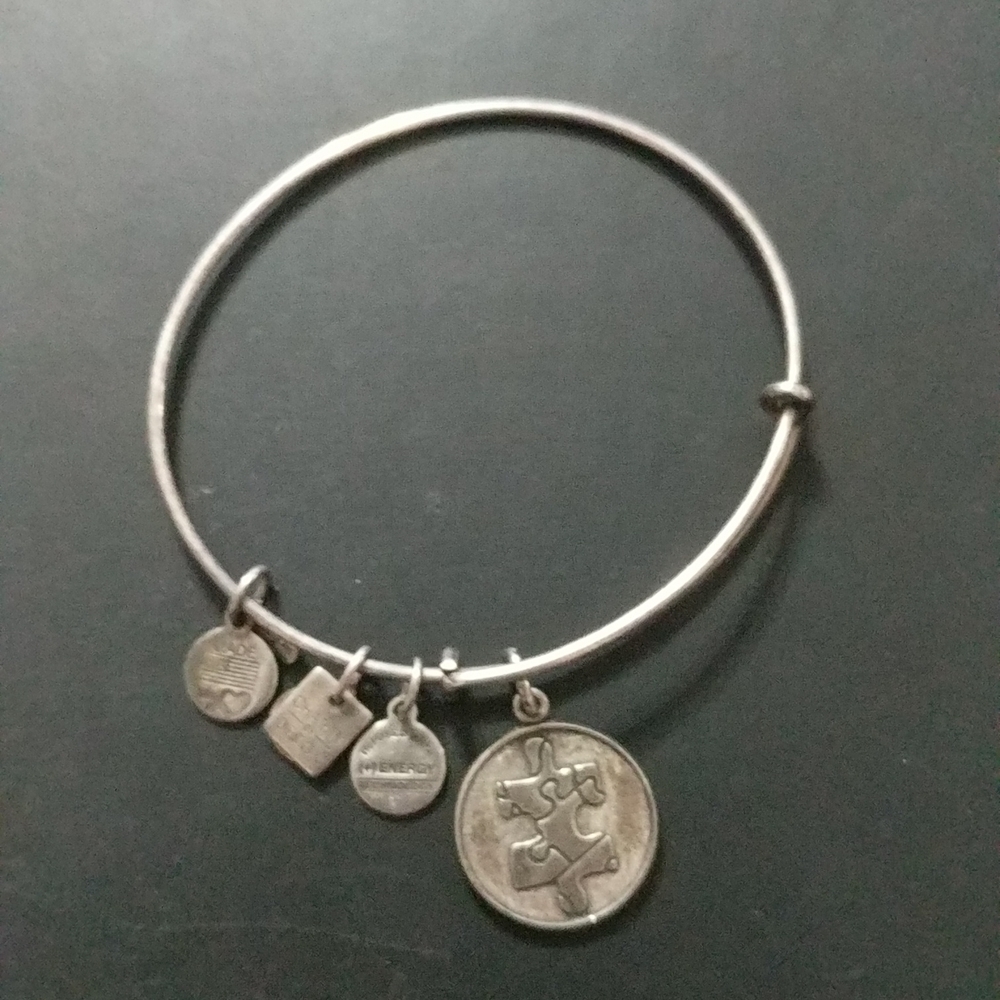 Alex & Ani Silver Tone Puzzle Piece Expandable Statement Bracelet